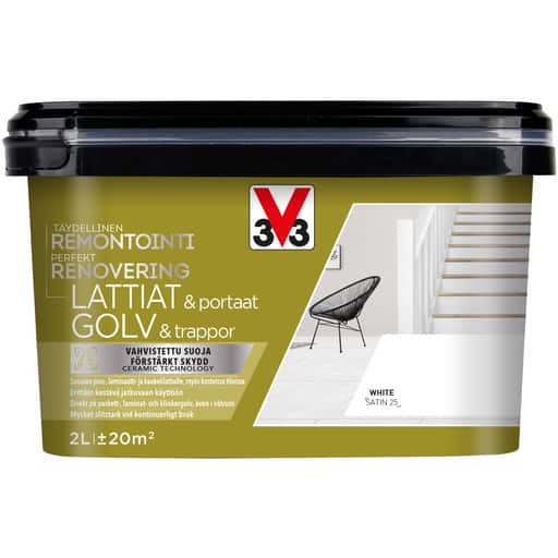 V33 KAAKELIMAALI LATTIOILLE WHITE 2L
