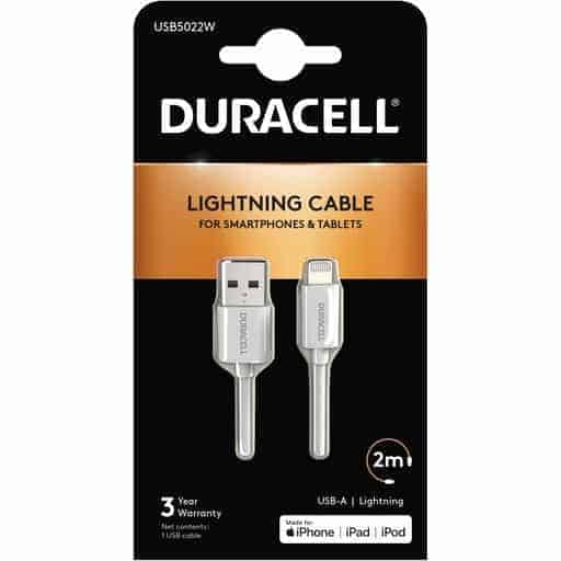 DURACELL LIGHTNING KAAPELI VALKOINEN 2