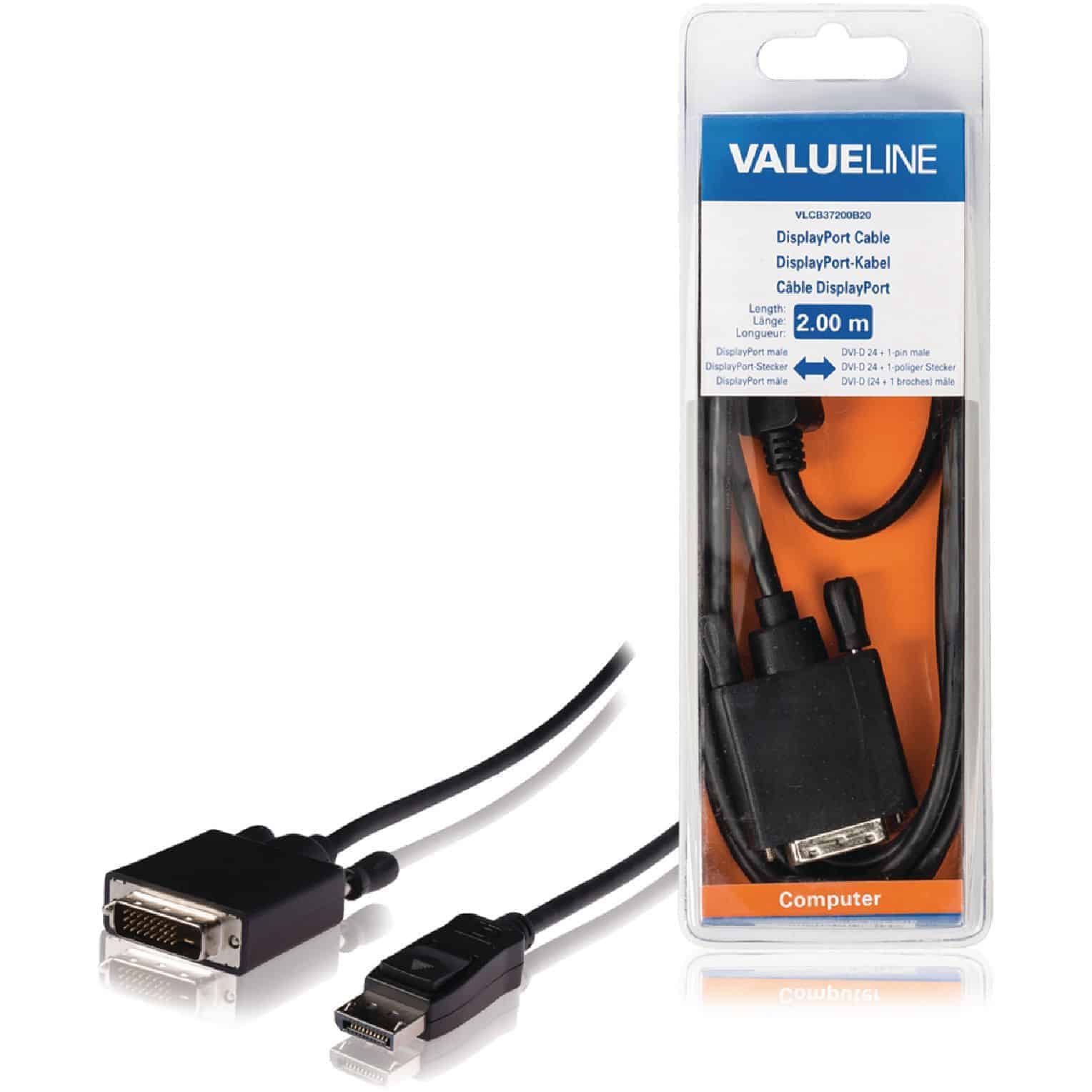 VALUELINE DISPLAYPORT UROS - DVI-D 24+1-PIN UROS KAAPELI 2