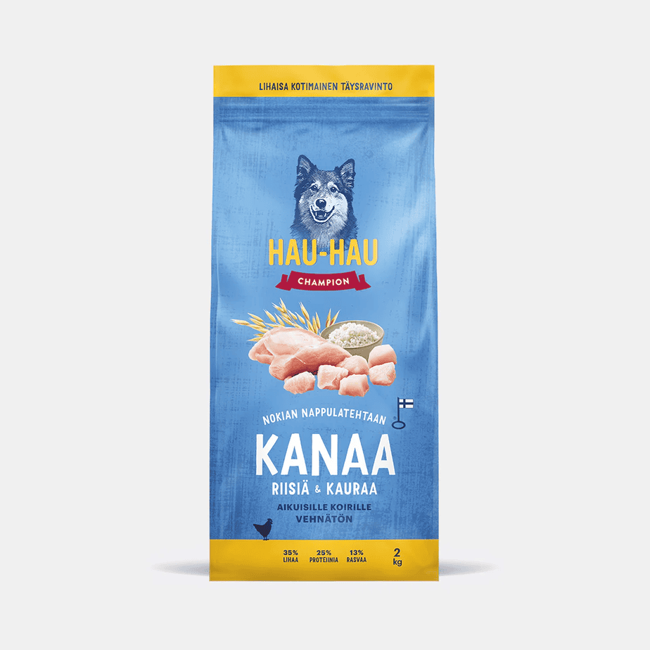 HHC KUIVARUOKA KANAA RIISIÄ JA KAURAA AIKUISILLE KOIRILLE 2KG